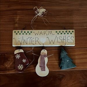 Festive Holiday Wall Hanging with Snowman, Stocking, and Tree